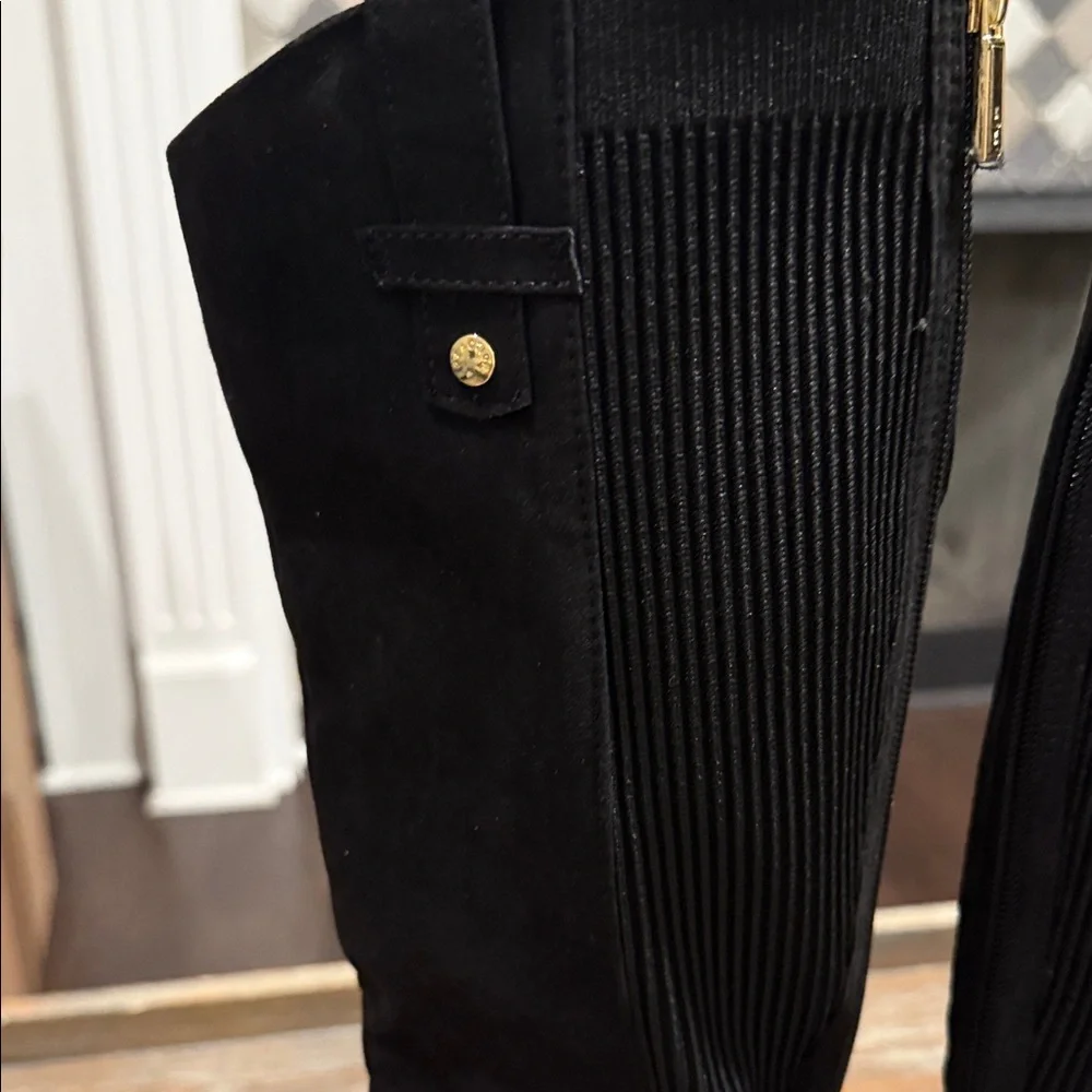 Kenneth Cole Wind Stretch Riding‎ Boots Black Suede Size 5 Classic Tall Boot